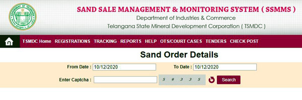 Sand Sale Management & Monitoring System Sand Order Details of SSMMS TS