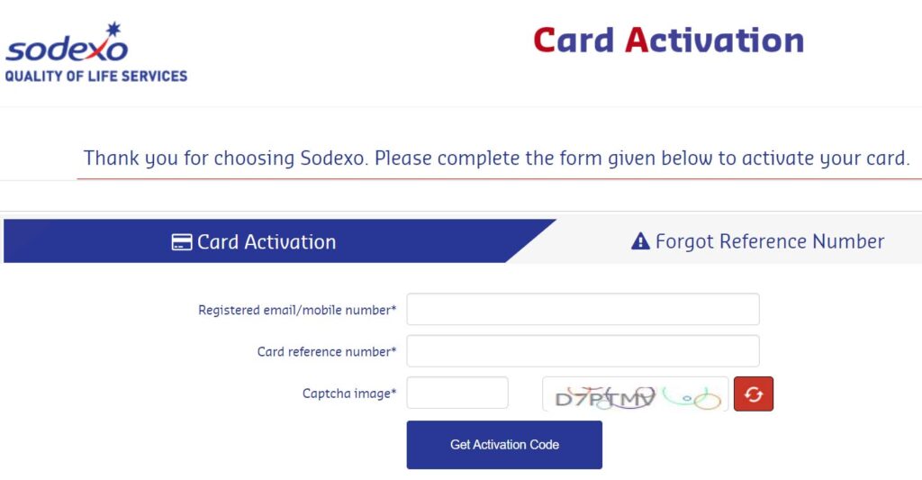 sodexo meal card activation