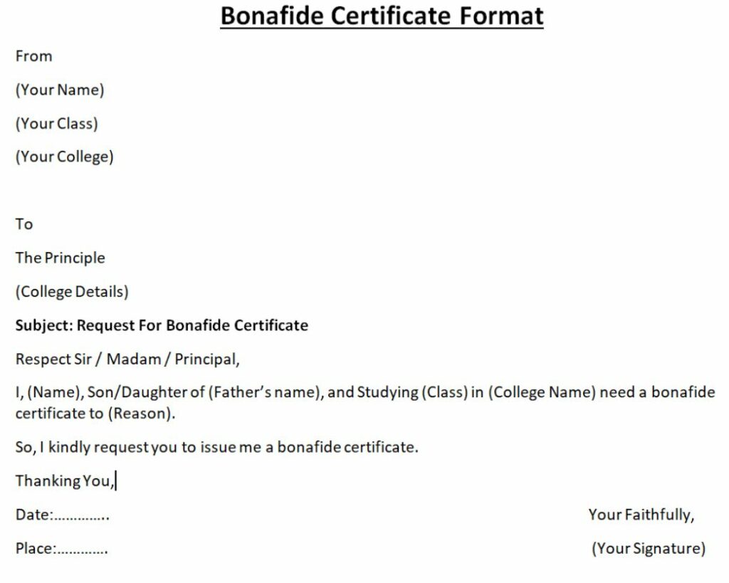 bonafide certificate