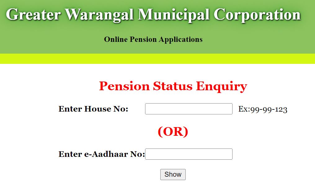 warangal Pension Status