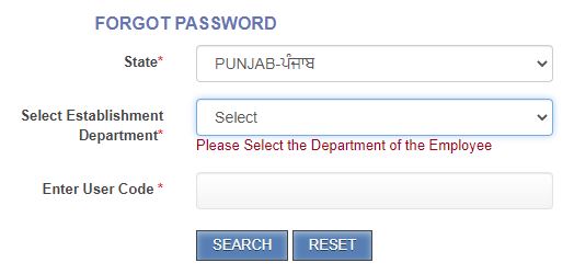 HRMS Punjab Forgot Password Process