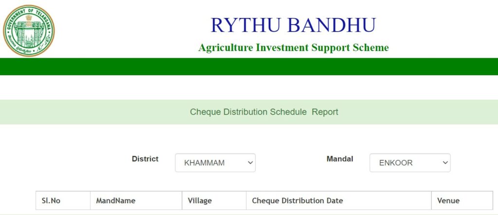 TS Rythu Bandhu Status Online