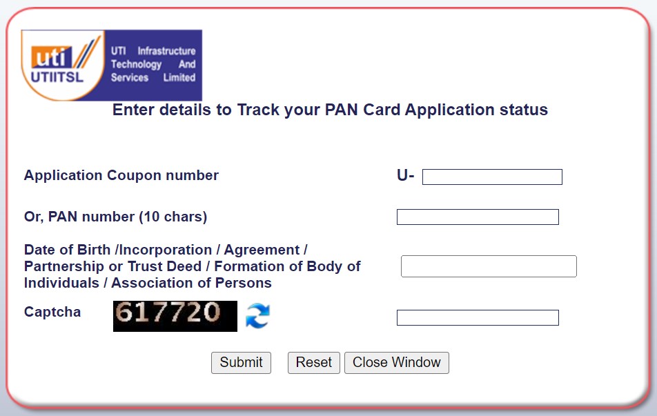 Check the status of the PAN card