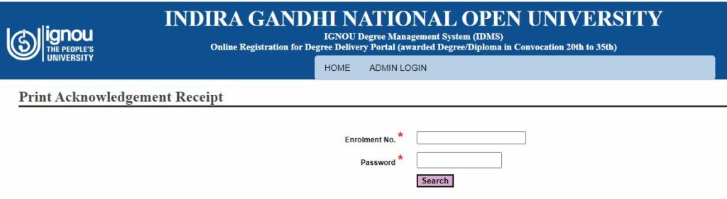 IGNOU Degree Certificate Acknowledgement