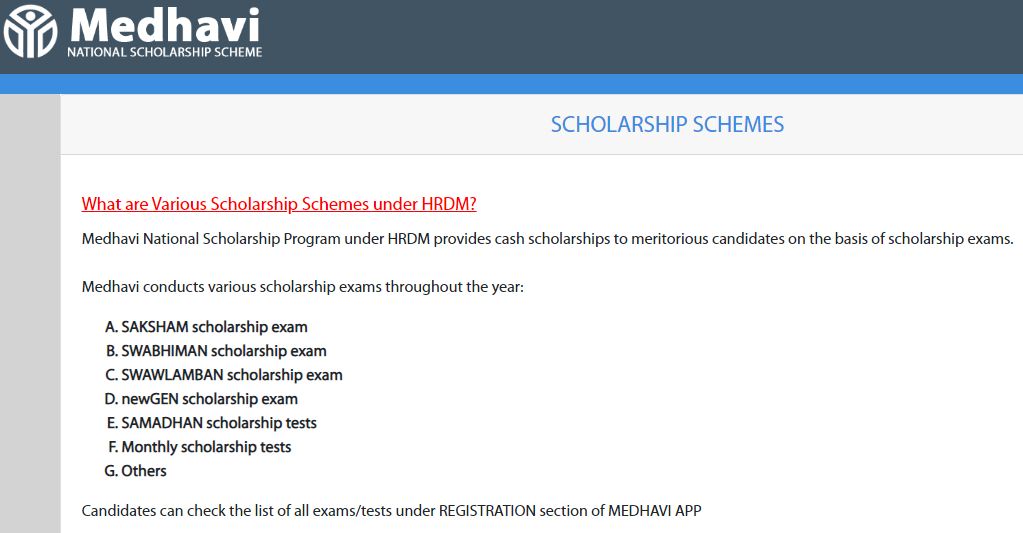 Medhavi Scholarship