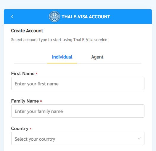 Thailand Visa on Arrival for Indians Create Account