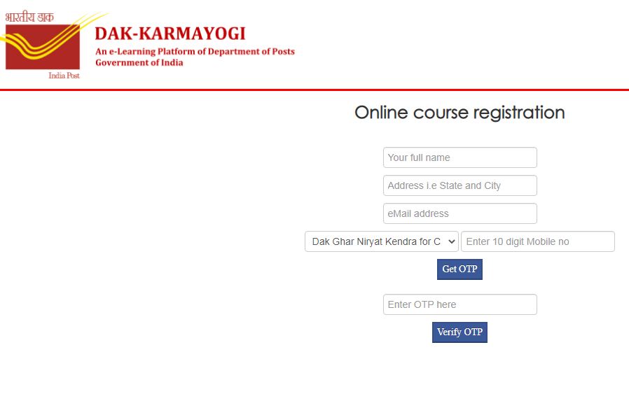 Online Registration for Dak Karmayogi