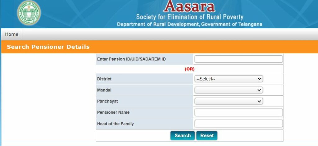 TS Aasara Pension scheme