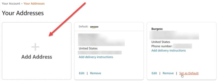 Existing Shipping Address